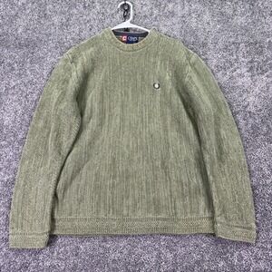 Chaps Sweater Mens Large Green Knit Crew Neck Pullover Casual Logo Preppy City